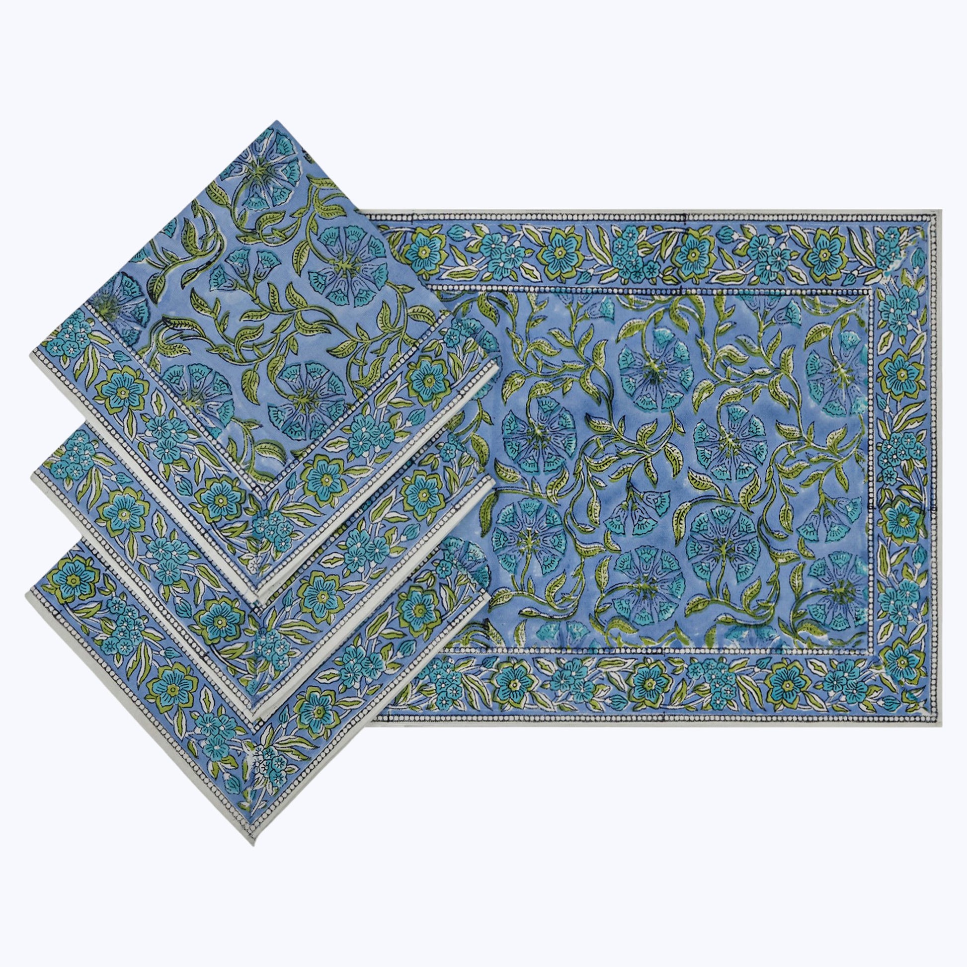 Cotton Handmade Block Printed Napkins Set Of 4 - My Store