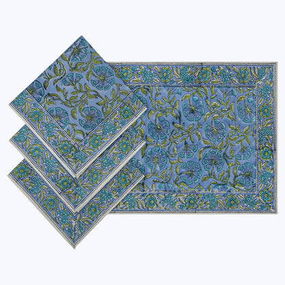 Cotton Handmade Block Printed Napkins Set Of 4 - My Store
