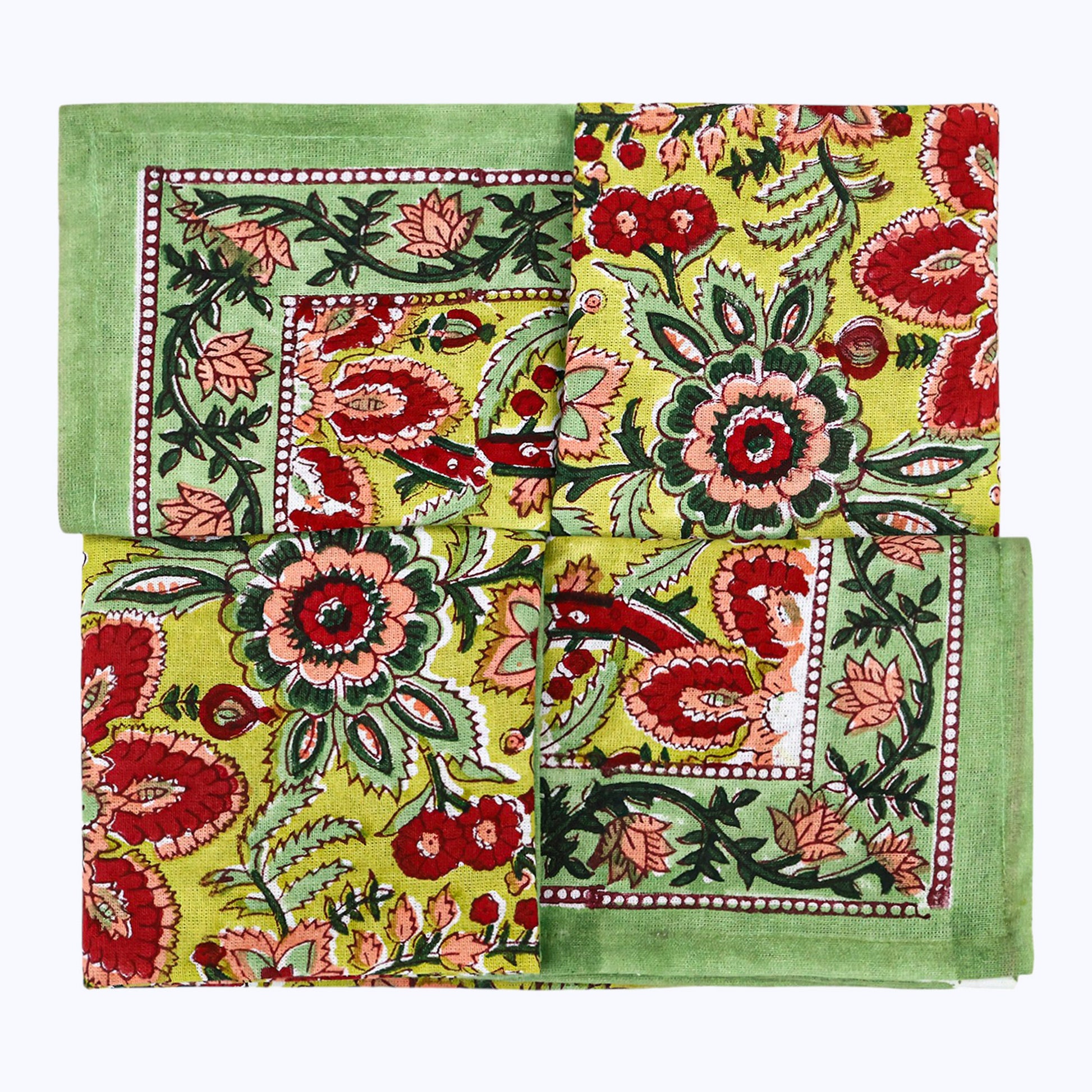 Indian Hand Block Printed Cotton Napkins Set Of 4 - My Store