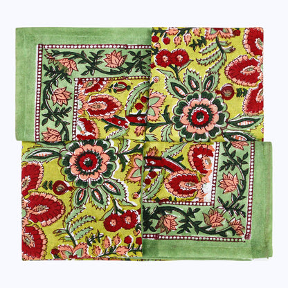 Indian Hand Block Printed Cotton Napkins Set Of 4 - My Store