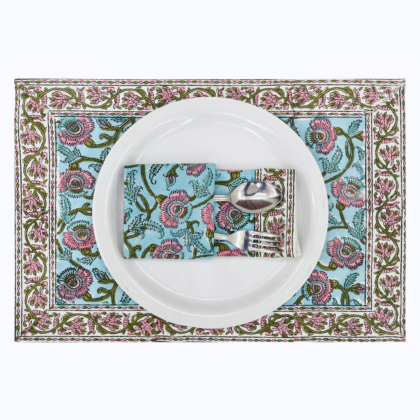 Hand Block Printed Cotton Napkins Set Of 4 - My Store