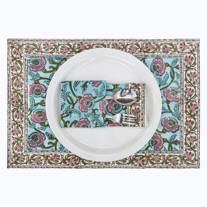 Hand Block Printed Cotton Napkins Set Of 4 - My Store