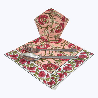 Indian Handmade Block Printed Cotton Napkins Set Of 4 - My Store