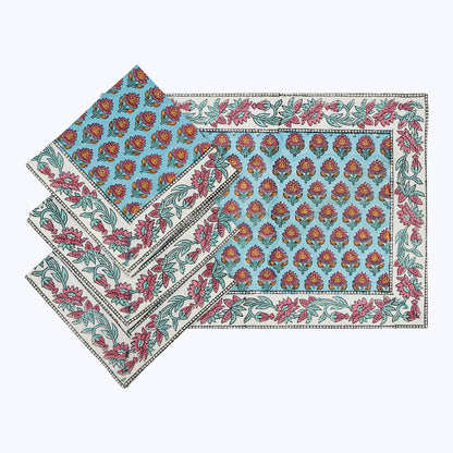 Cotton Hand Block Printed Napkins Set Of 4 Pieces - My Store