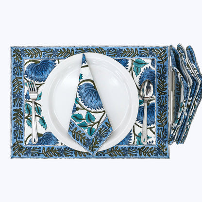 Indian Hand Block Printed Cotton Napkins Set Of 4 - My Store