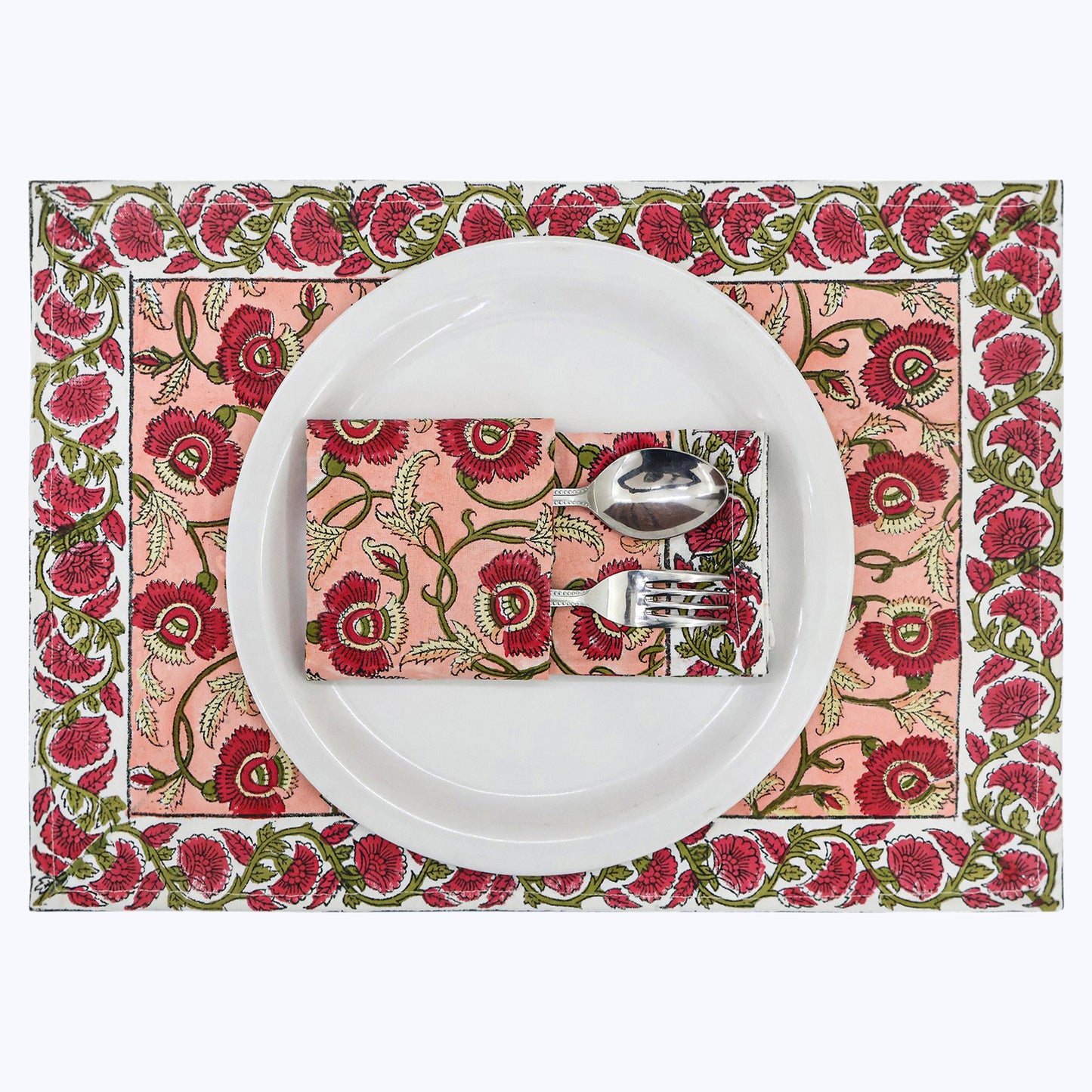 Indian Handmade Block Printed Cotton Napkins Set Of 4 - My Store