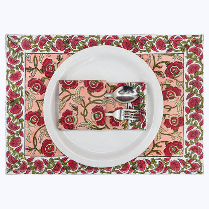 Indian Handmade Block Printed Cotton Napkins Set Of 4 - My Store