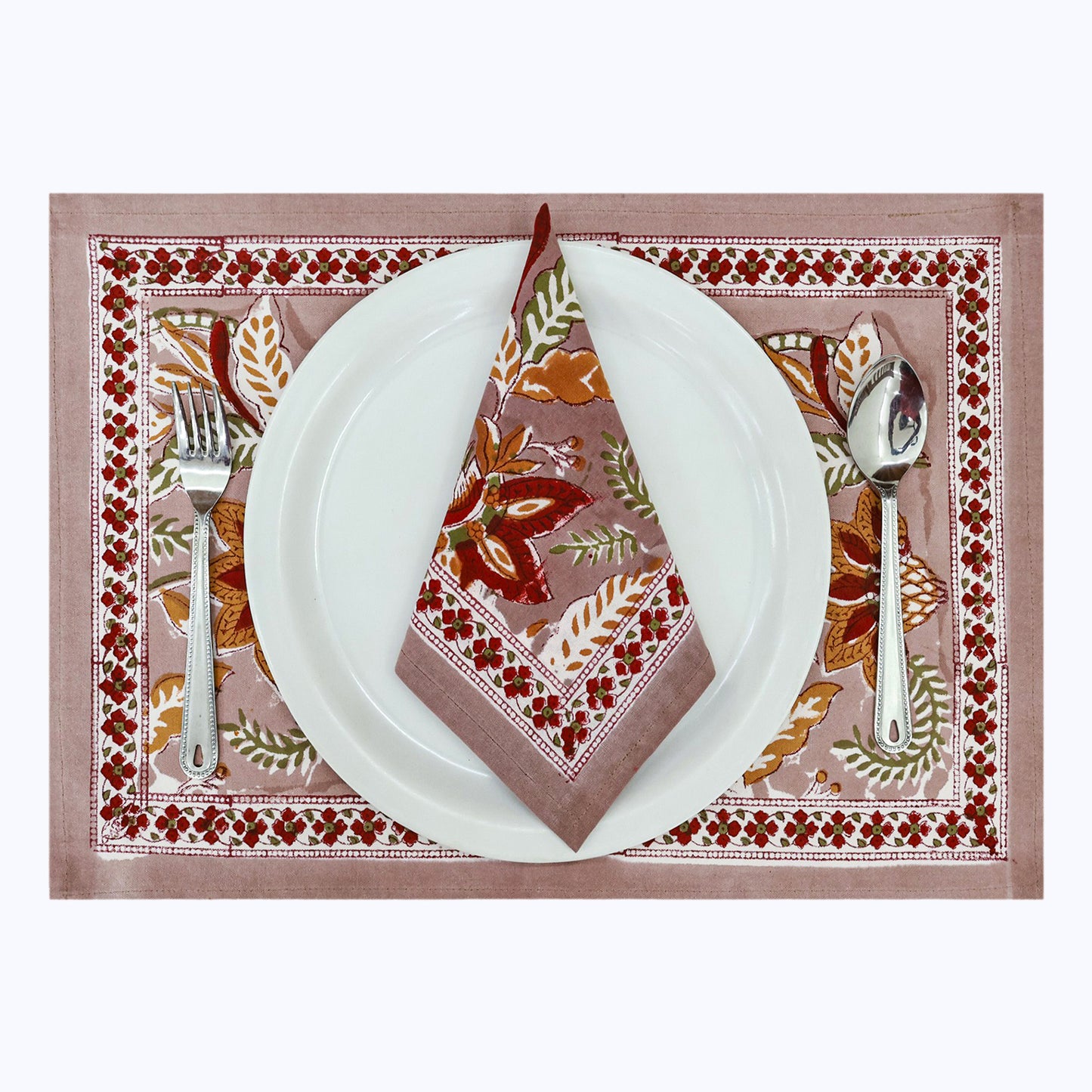 Indian Handmade Block Printed Cotton Napkins Set Of 4 Pieces - My Store