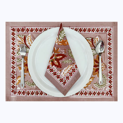 Indian Handmade Block Printed Cotton Napkins Set Of 4 Pieces - My Store