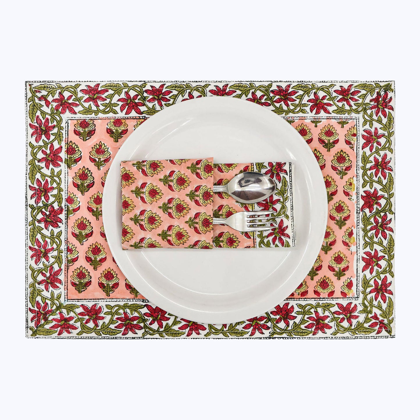 Handmade Block Printed Cotton Napkins Set Of 4 - My Store