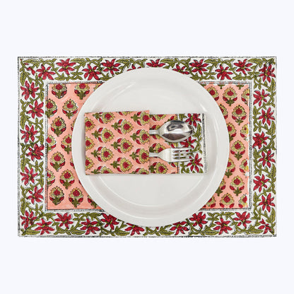 Handmade Block Printed Cotton Napkins Set Of 4 - My Store