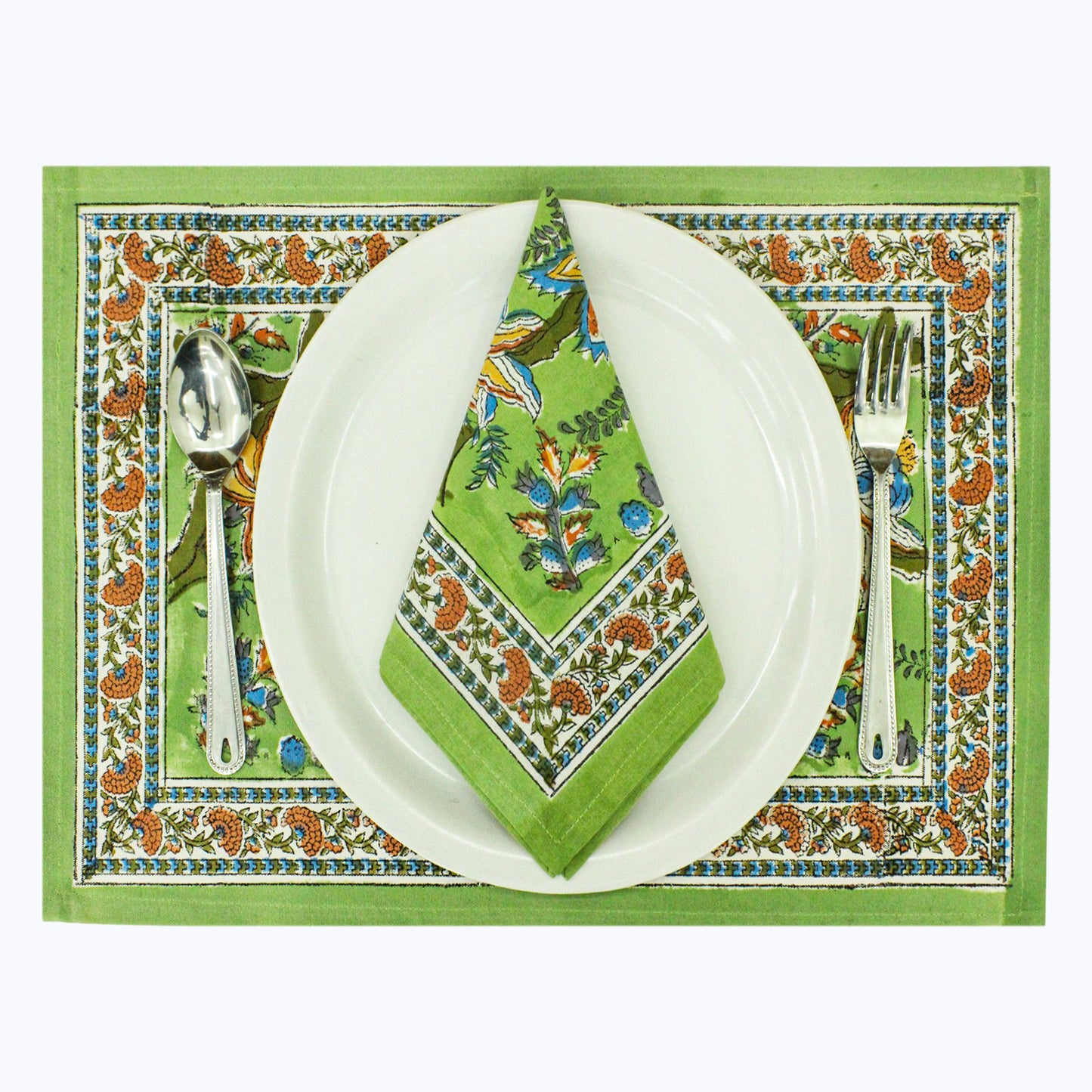 Green & Red Handmade Cotton Napkins Set Of 4 - My Store