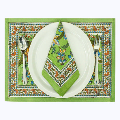 Green & Red Handmade Cotton Napkins Set Of 4 - My Store