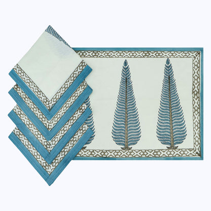 Indian Handmade Block Printed Cotton Blue and White Napkins Set Of 4 - My Store