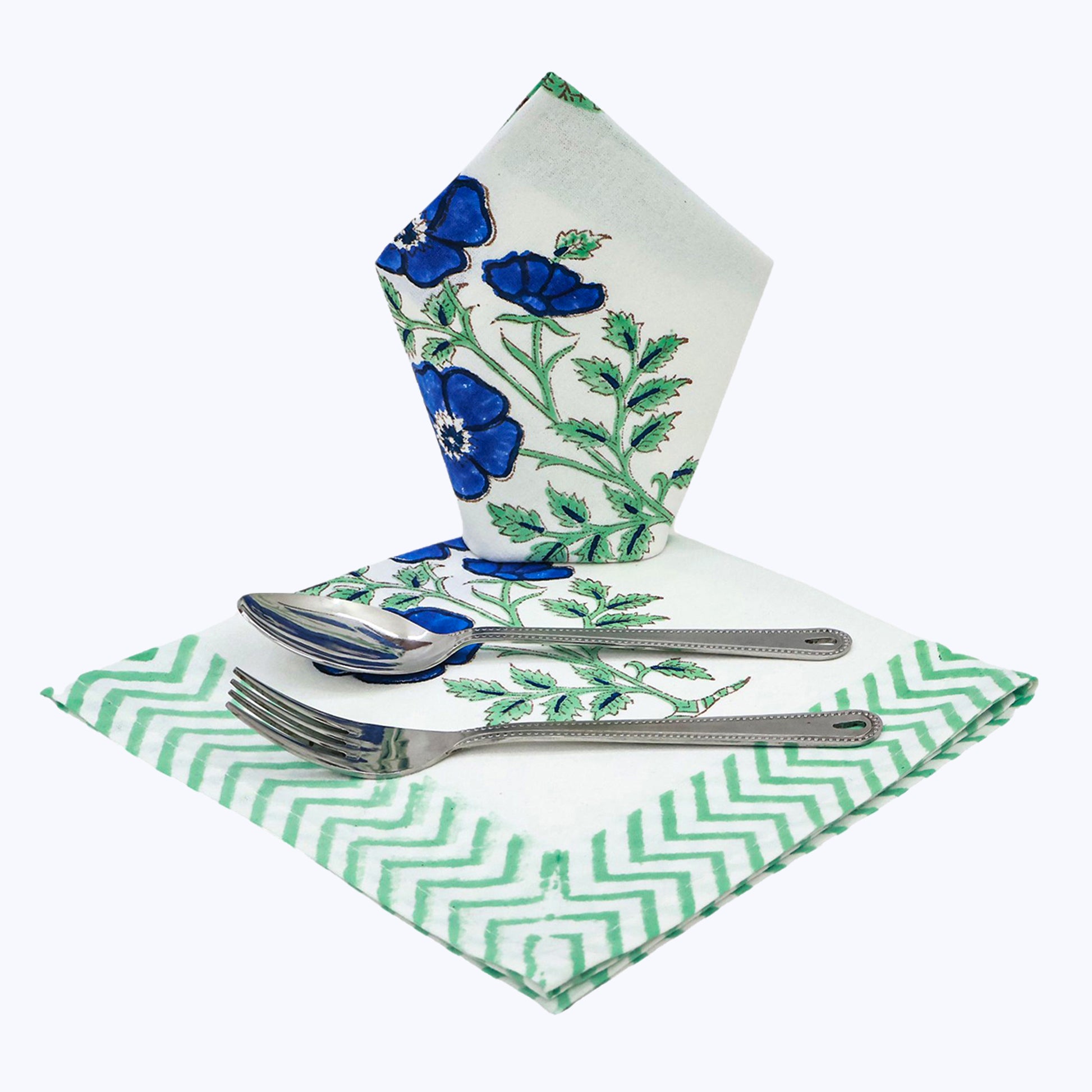 Hand Block Printed Cotton Napkins Set Of 4 - My Store