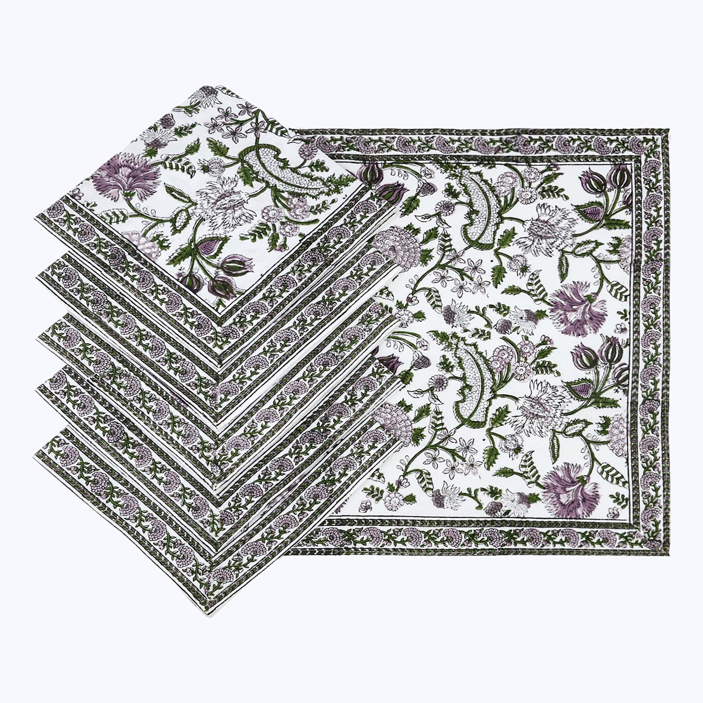 Indian Handmade Block Printed Cotton Napkins Set Of 4 - My Store