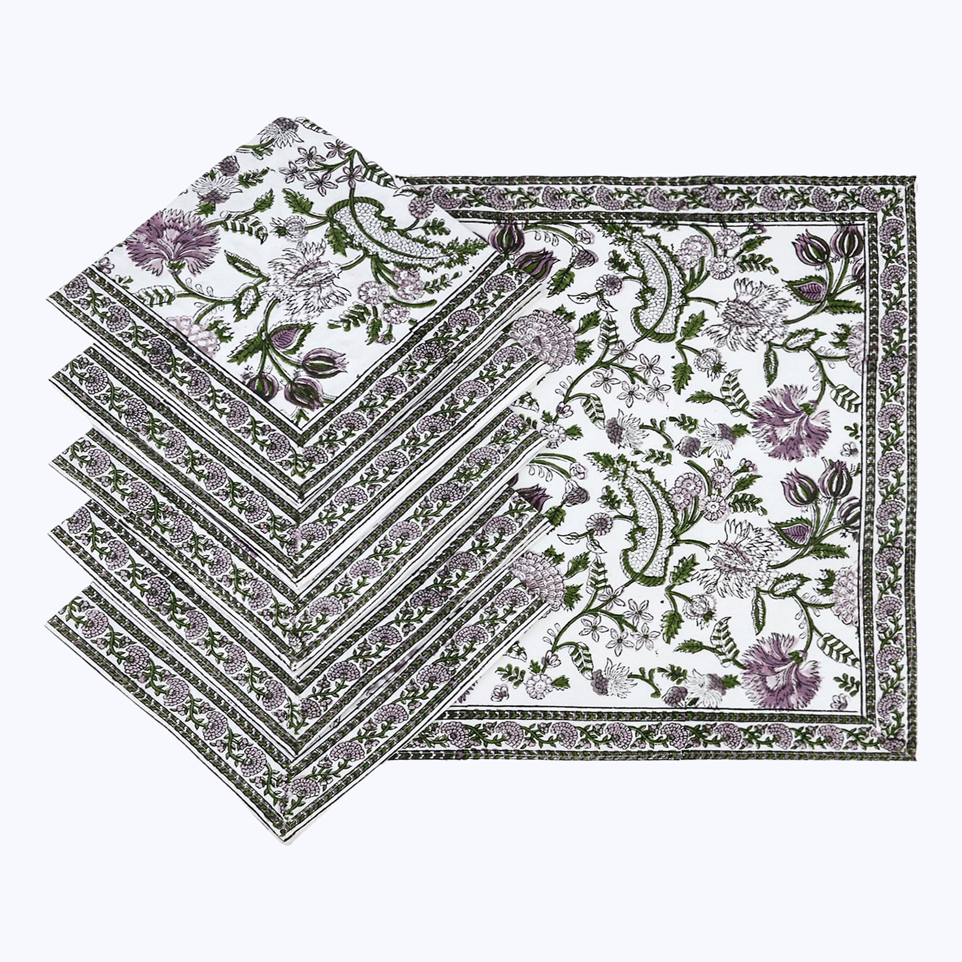 Indian Handmade Block Printed Cotton Napkins Set Of 4 - My Store