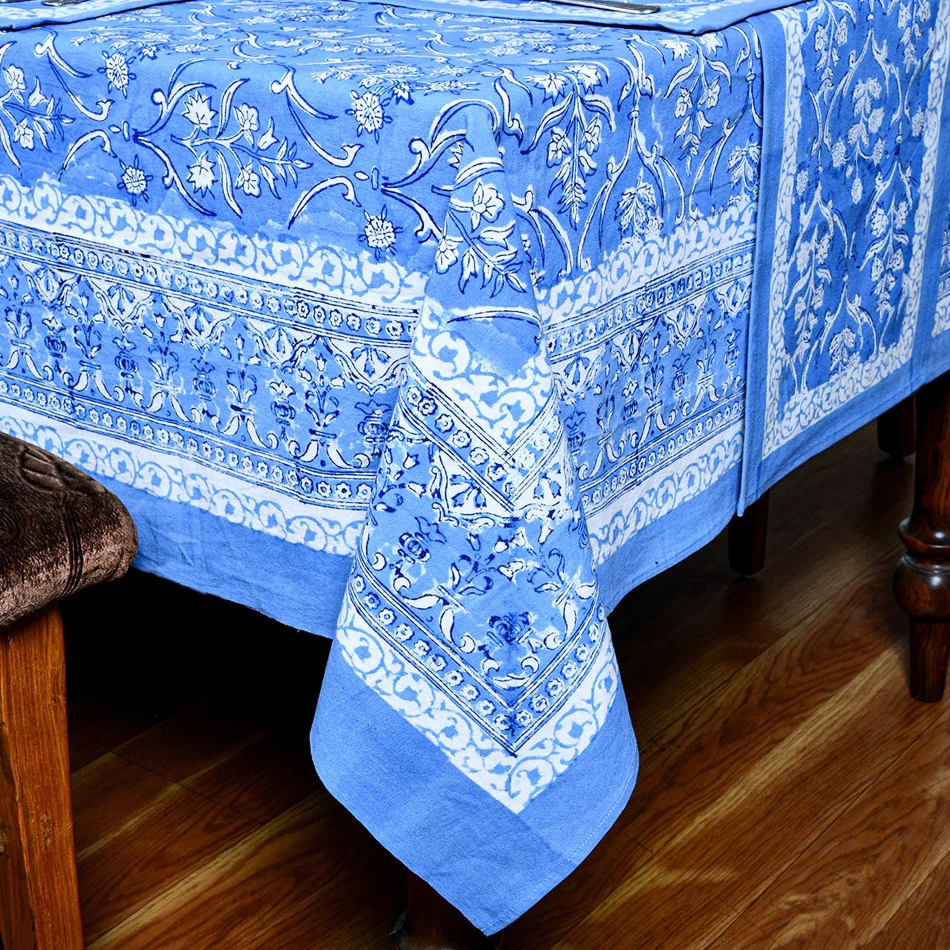 Sky Blue Cotton Tablecloths For Rectangle Tables - My Store