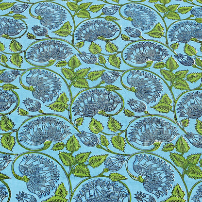 Blue & Green Hand Block Printed Tablecloth For Dining Decor - My Store