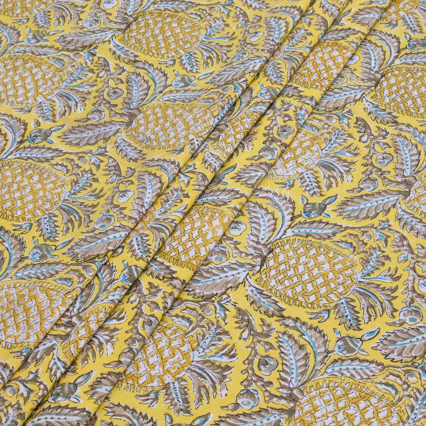 Cotton Bedsheet – Hand Block Floral Print – Yellow and Brown – King, Queen, Twin Sizes - My Store