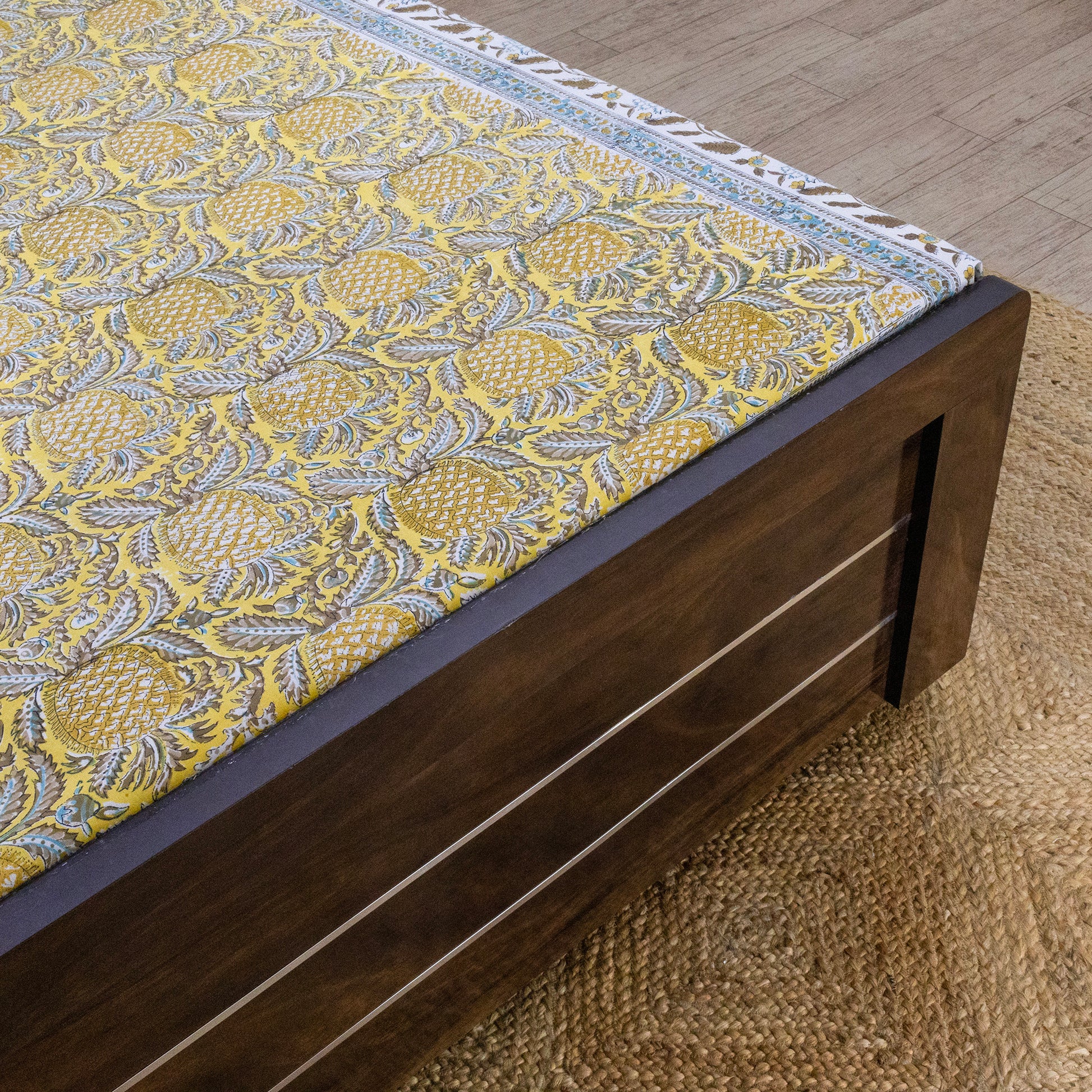 Cotton Bedsheet – Hand Block Floral Print – Yellow and Brown – King, Queen, Twin Sizes - My Store