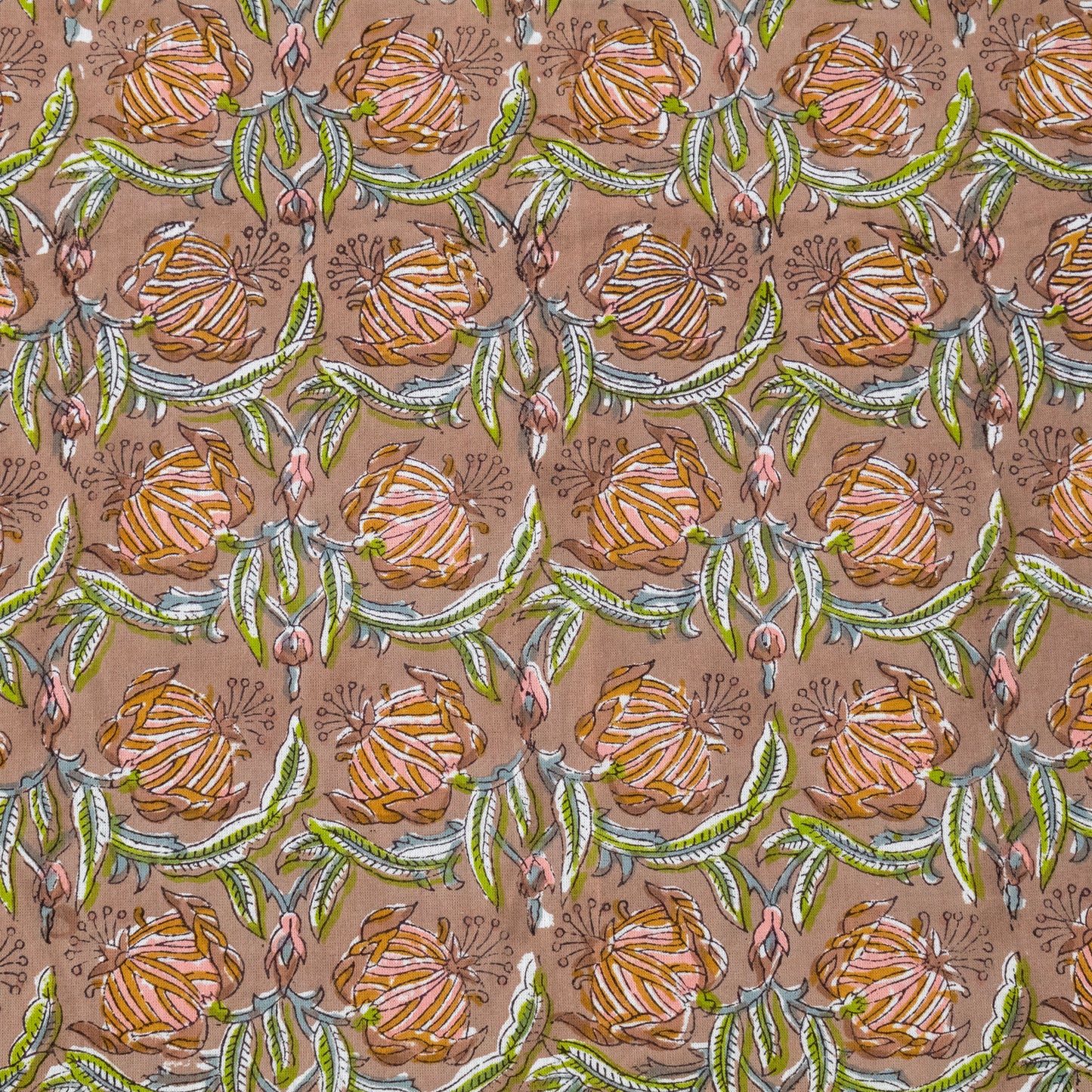 Brown and White Block Print Cotton Tablecloth, Handmade Indian Rectangle Table Linen - My Store