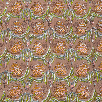 Brown and White Block Print Cotton Tablecloth, Handmade Indian Rectangle Table Linen - My Store