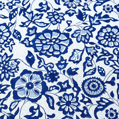 Blue and White Handmade Block Printed Round Tablecloth - My Store