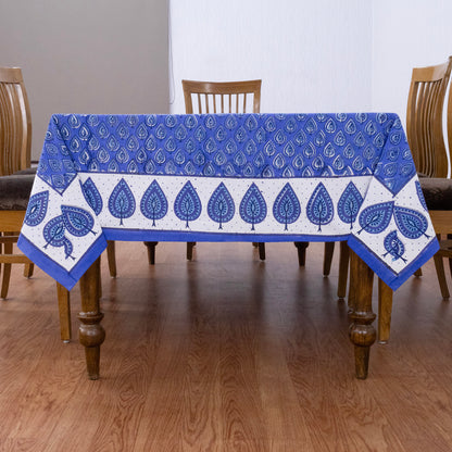 Indian Handmade Block Printed Cotton Purple and White Rectangle Tablecloth - My Store