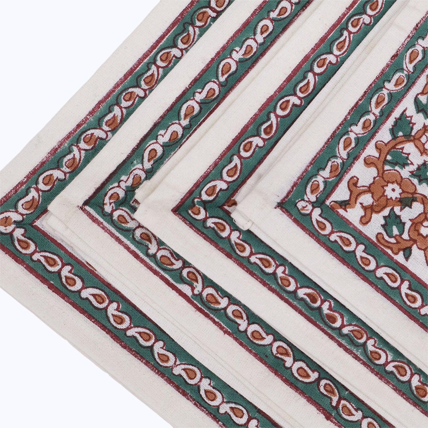 Green & Yellow Handmade Block Printed Cotton Napkins Set Of 4 Pieces - My Store