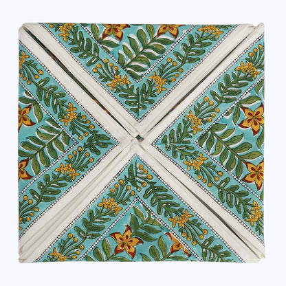 Green and Yellow Hand Block Printed Cotton Napkins Set Of 4 - My Store