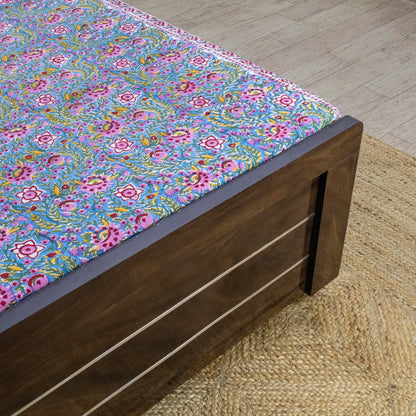 Cotton Bedsheet – Hand Block Floral Print – Green and Pink – King, Queen, Twin Sizes - My Store