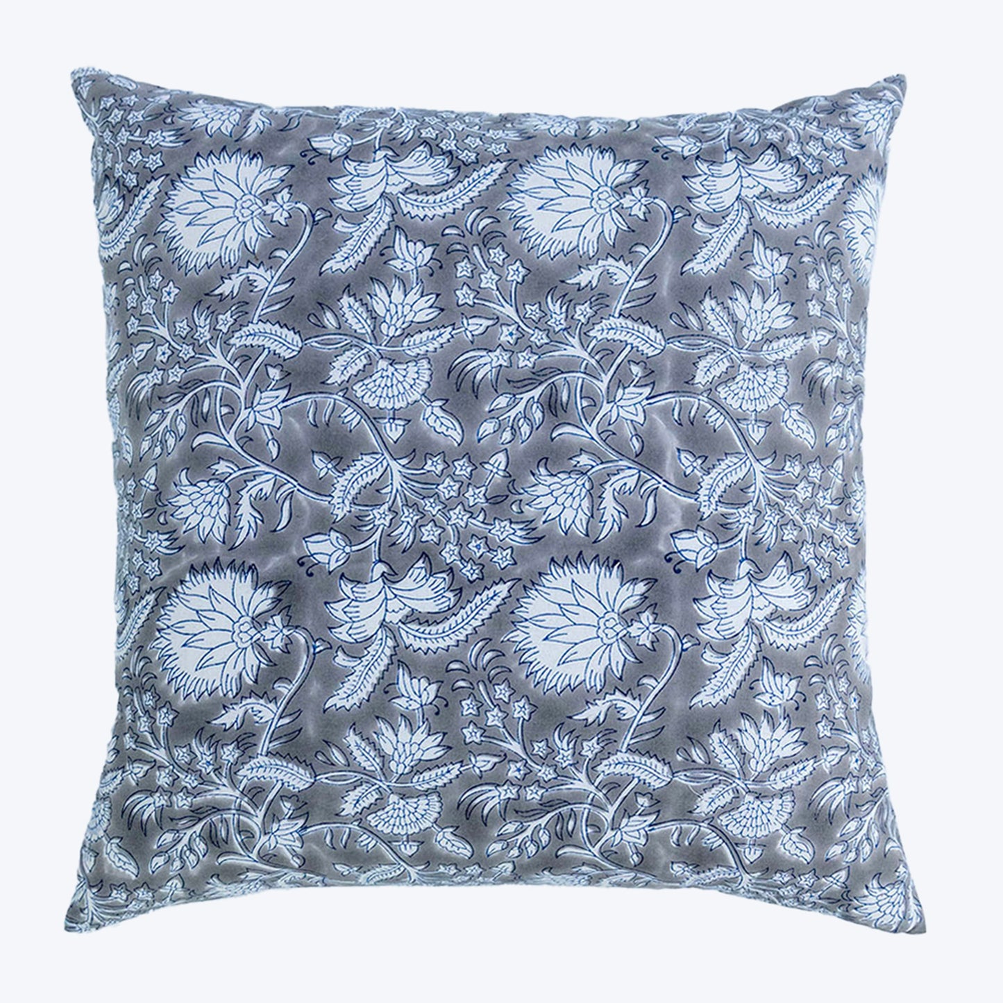 Boho Decor Sofa Pillow Cover Hand Block Printed Cotton Cushion Covers White Floral Decorative Cushion Cover