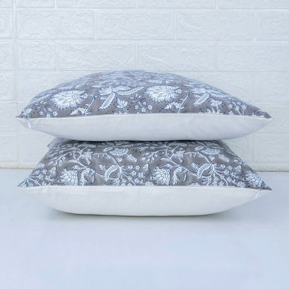 Boho Decor Sofa Pillow Cover Hand Block Printed Cotton Cushion Covers White Floral Decorative Cushion Cover