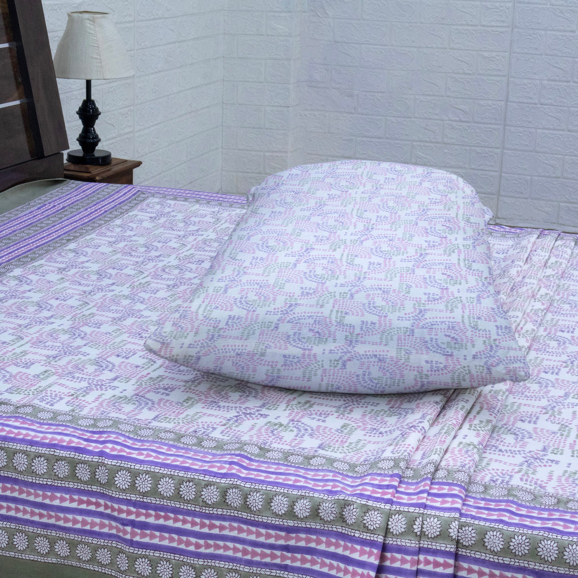 Purple Color Cotton Bedsheet – Hand Block Floral Print– King, Queen, Twin Sizes - My Store