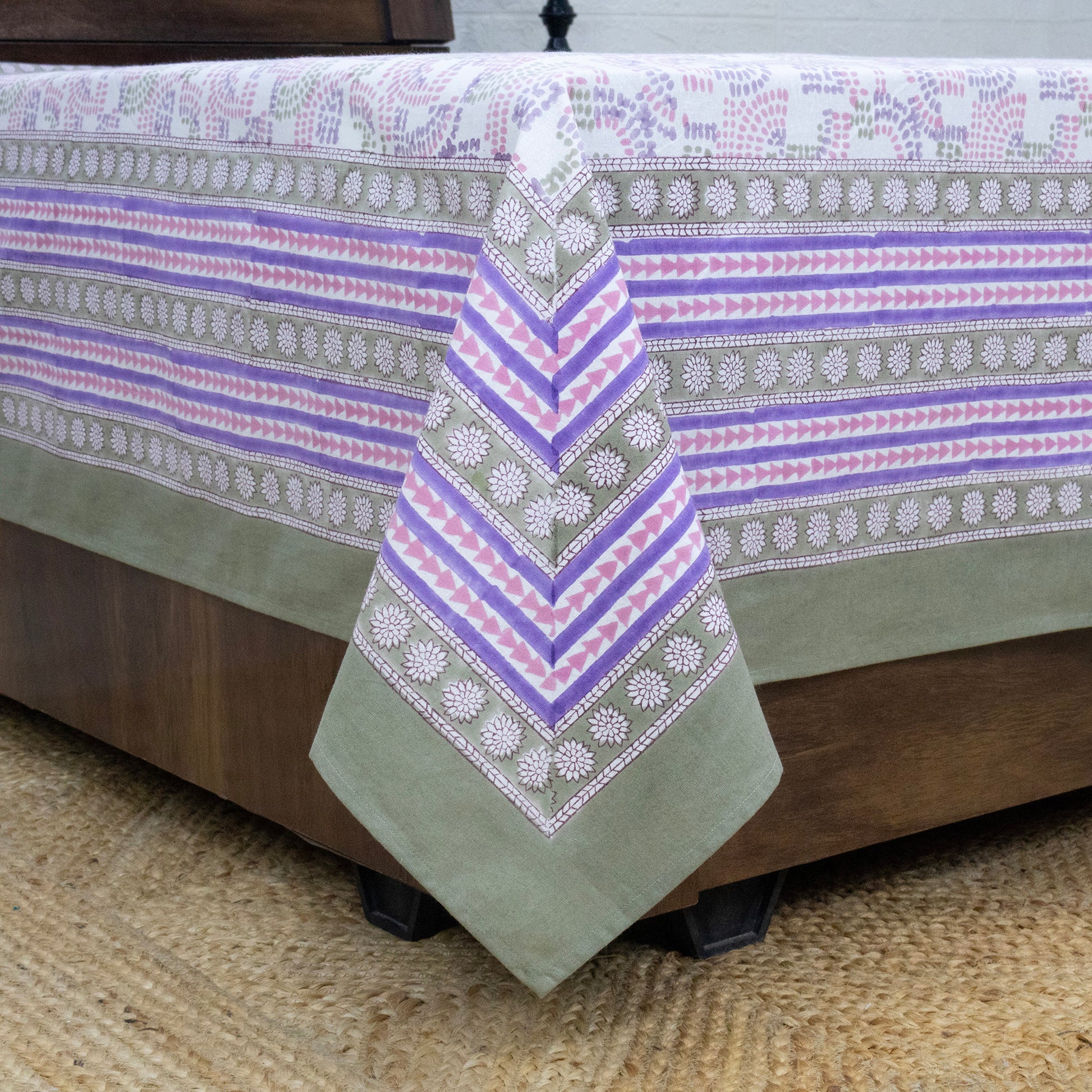 Purple Color Cotton Bedsheet – Hand Block Floral Print– King, Queen, Twin Sizes - My Store