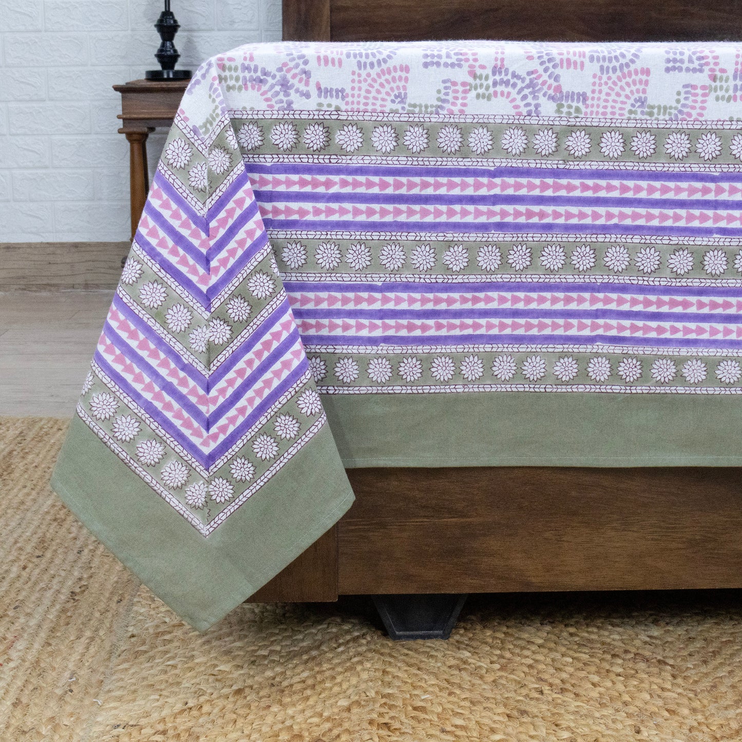 Purple Color Cotton Bedsheet – Hand Block Floral Print– King, Queen, Twin Sizes - My Store