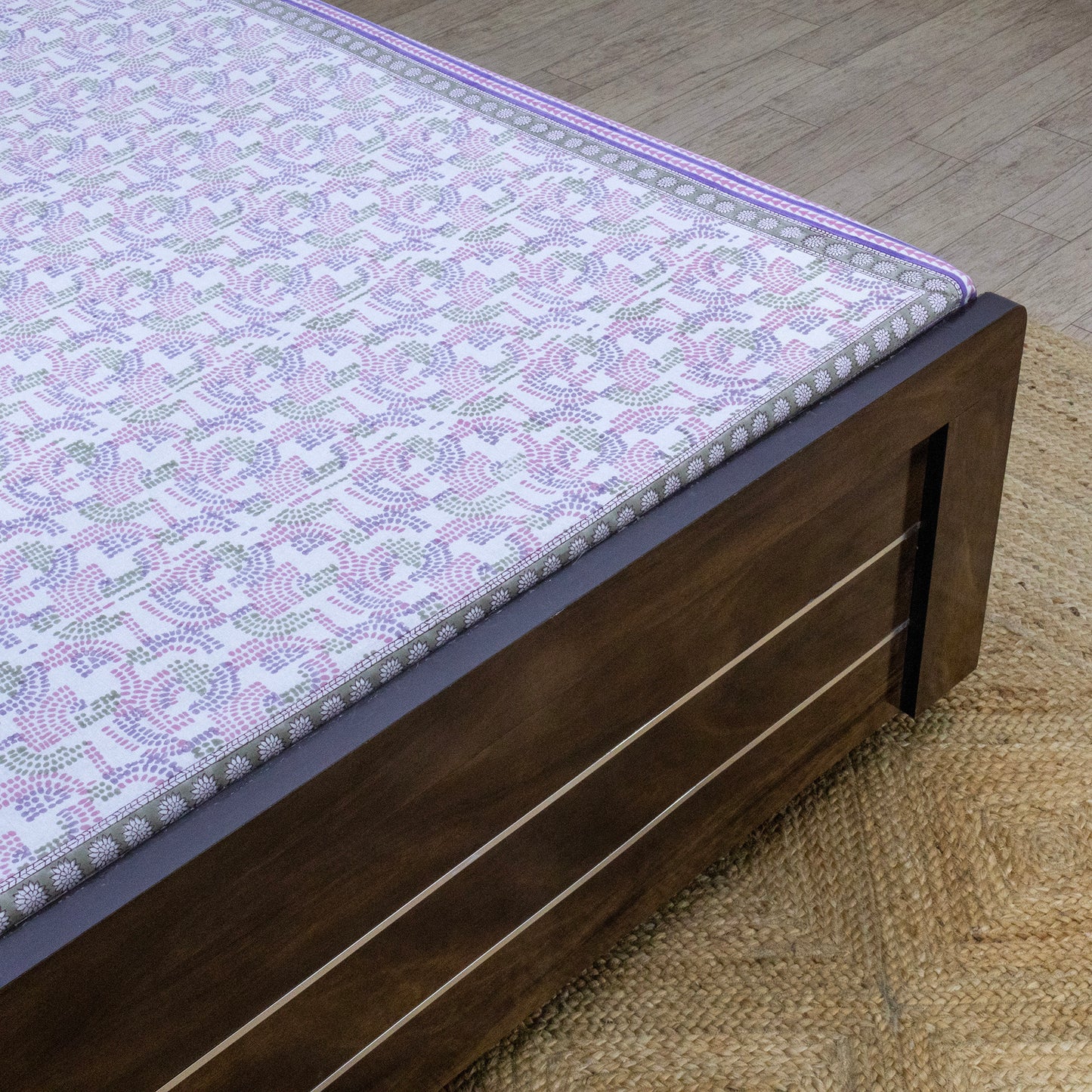 Purple Color Cotton Bedsheet – Hand Block Floral Print– King, Queen, Twin Sizes - My Store