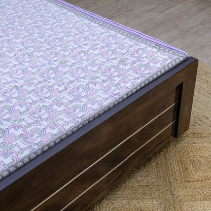 Purple Color Cotton Bedsheet – Hand Block Floral Print– King, Queen, Twin Sizes - My Store