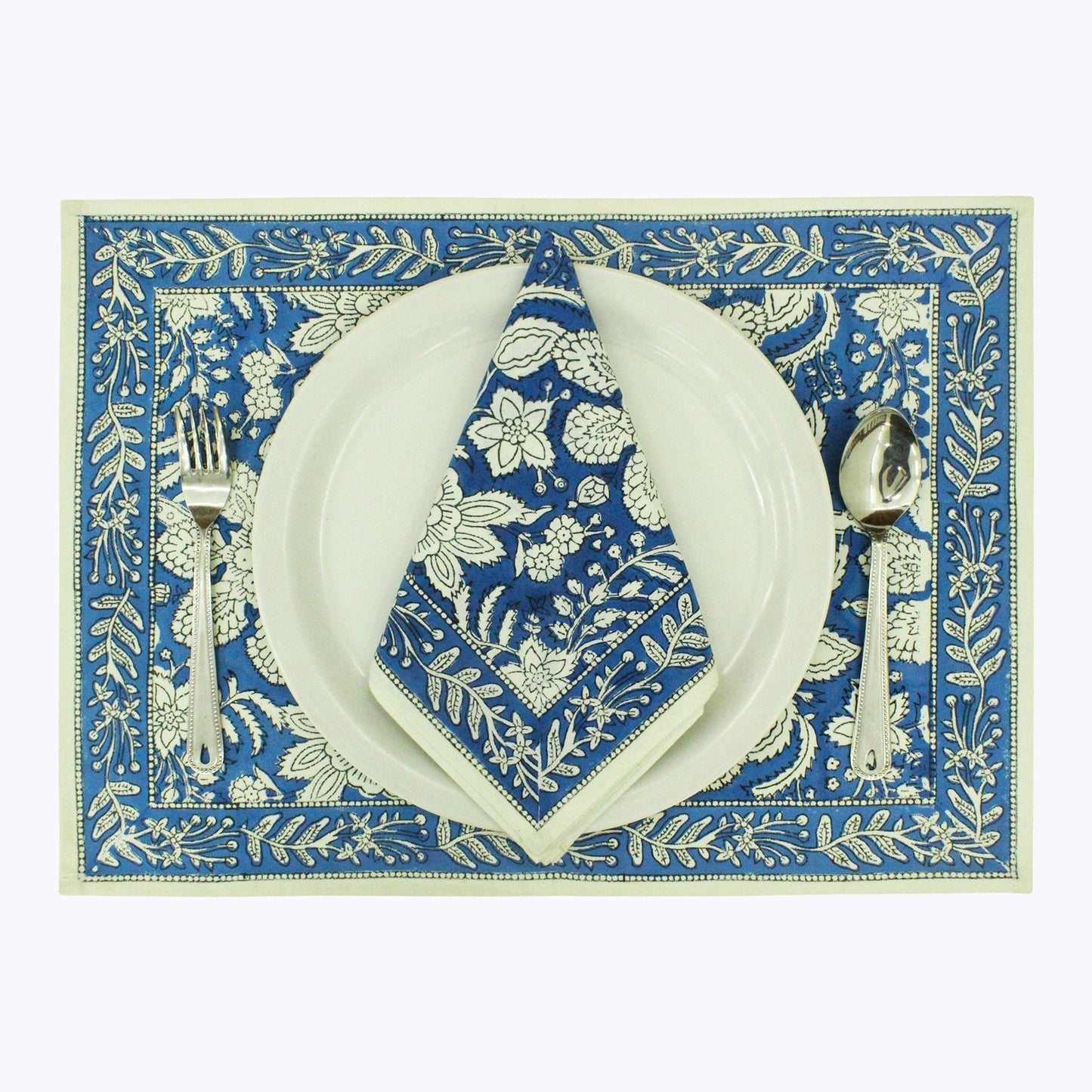 Hand Block Printed Cotton Set Of 4 Table Napkins - My Store