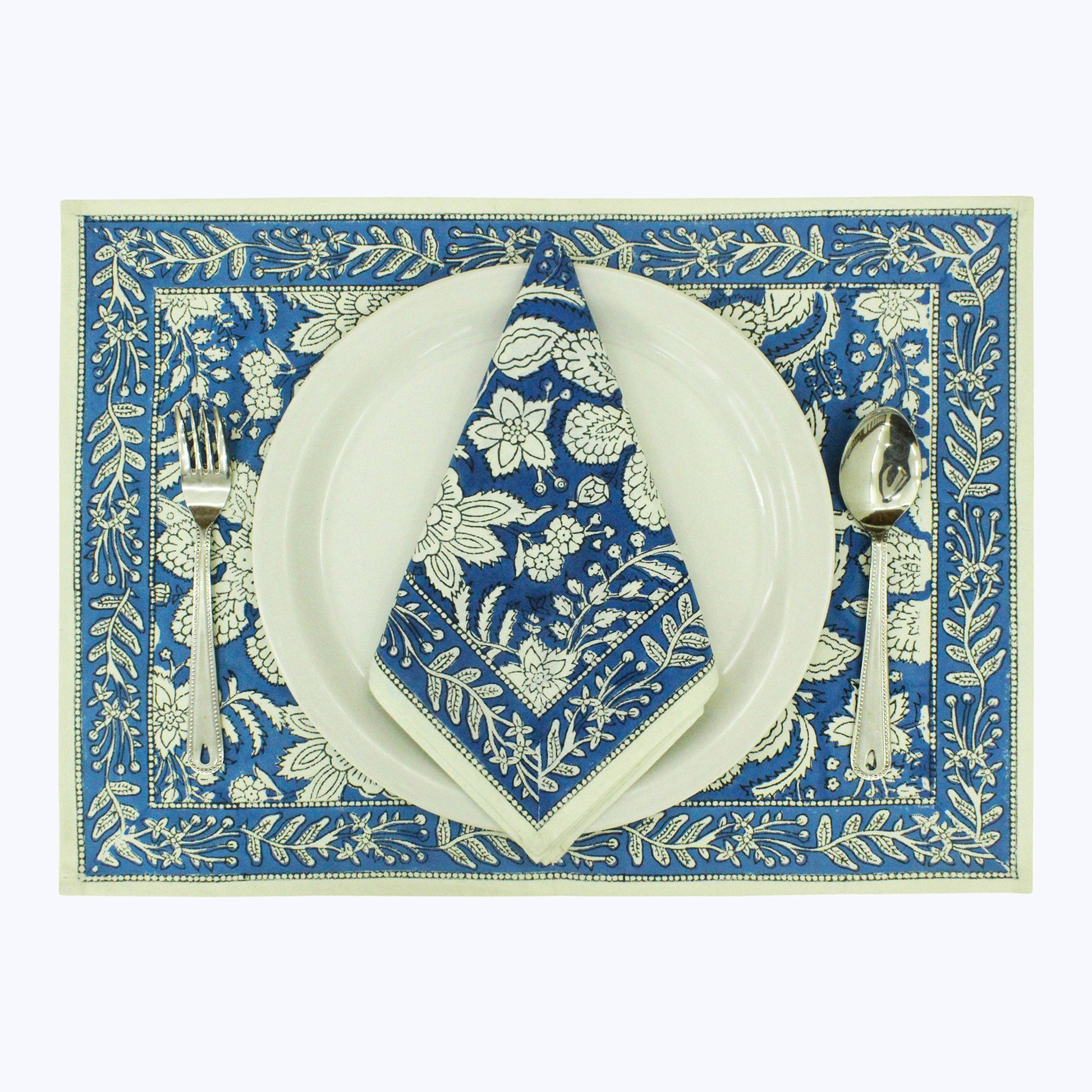 Hand Block Printed Cotton Set Of 4 Table Napkins - My Store