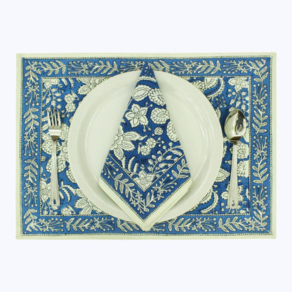 Hand Block Printed Cotton Set Of 4 Table Napkins - My Store