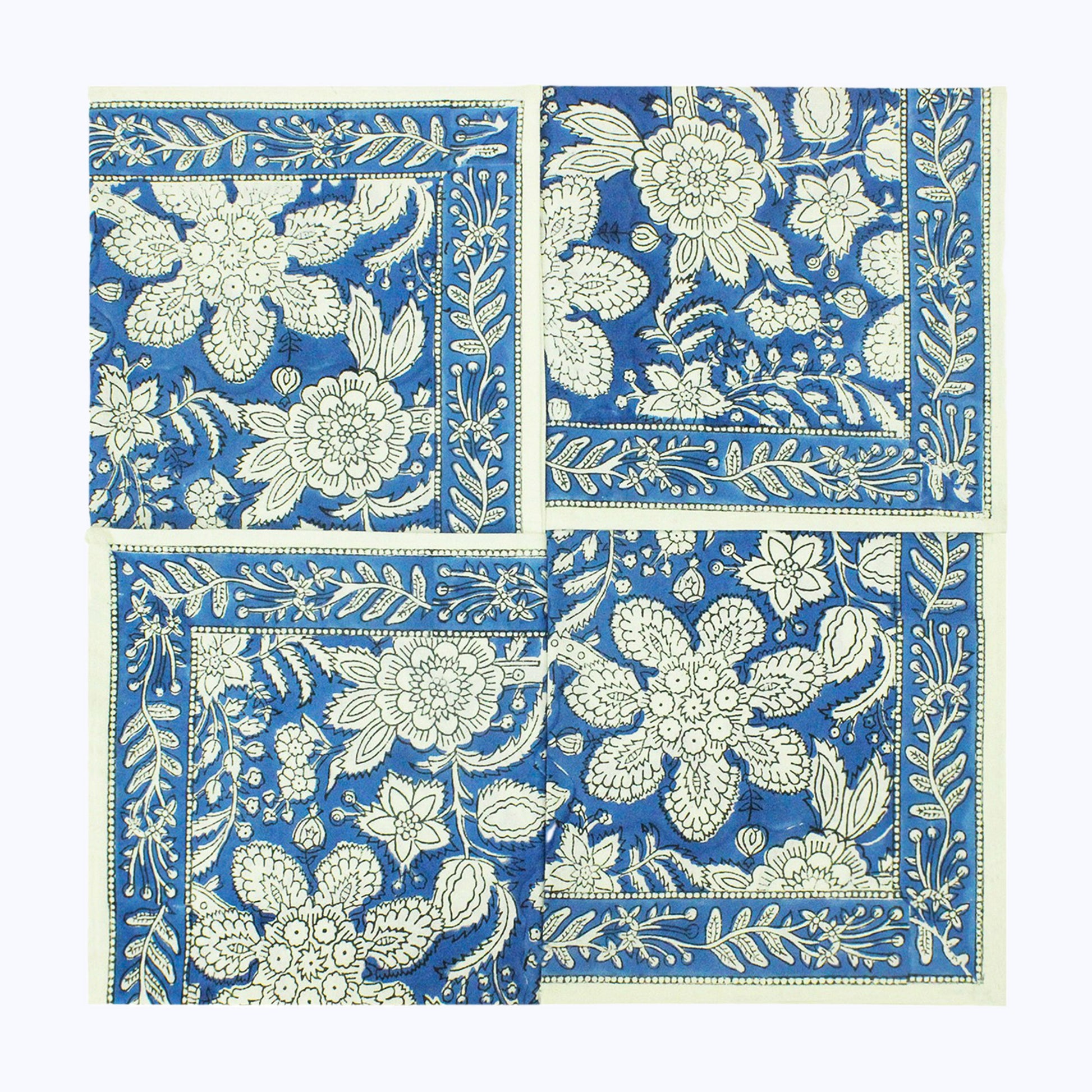 Hand Block Printed Cotton Set Of 4 Table Napkins - My Store