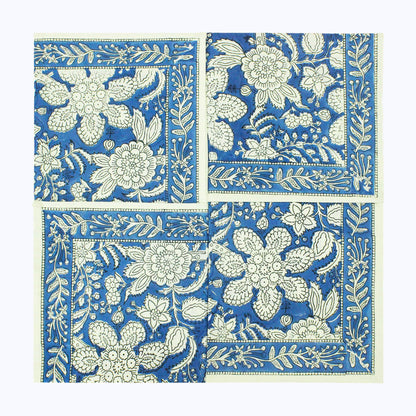 Hand Block Printed Cotton Set Of 4 Table Napkins - My Store