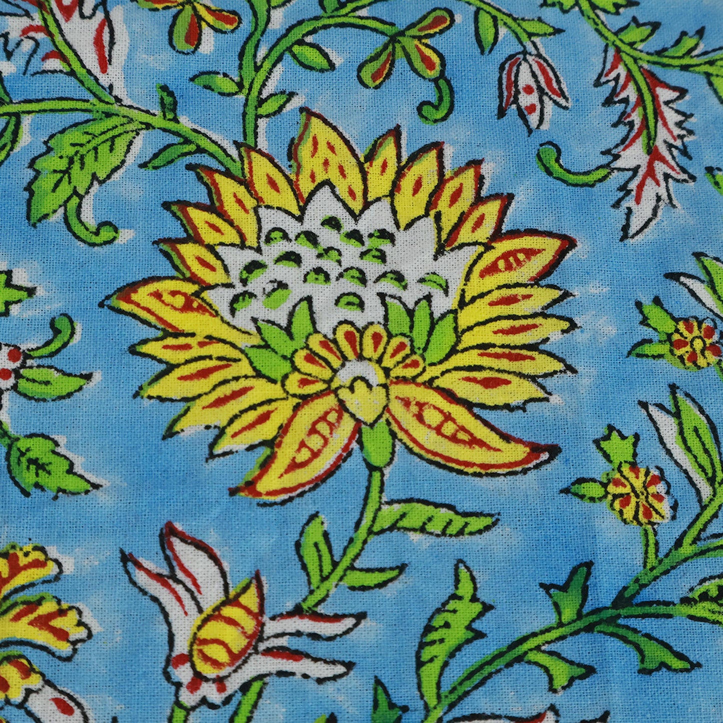 Floral Cotton Blue Hand Block Printed Tablecloth For Dinning - My Store