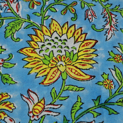 Floral Cotton Blue Hand Block Printed Tablecloth For Dinning - My Store