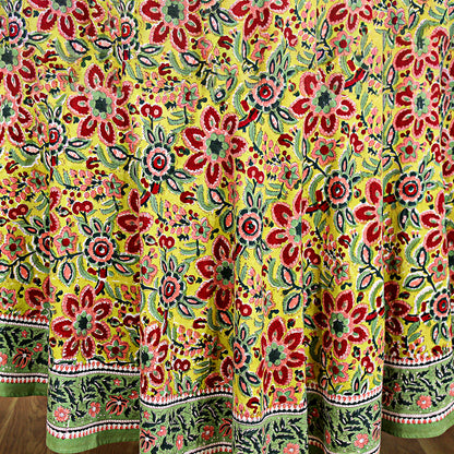 Hand Block Printed Floral Round Cotton Tablecloth - My Store