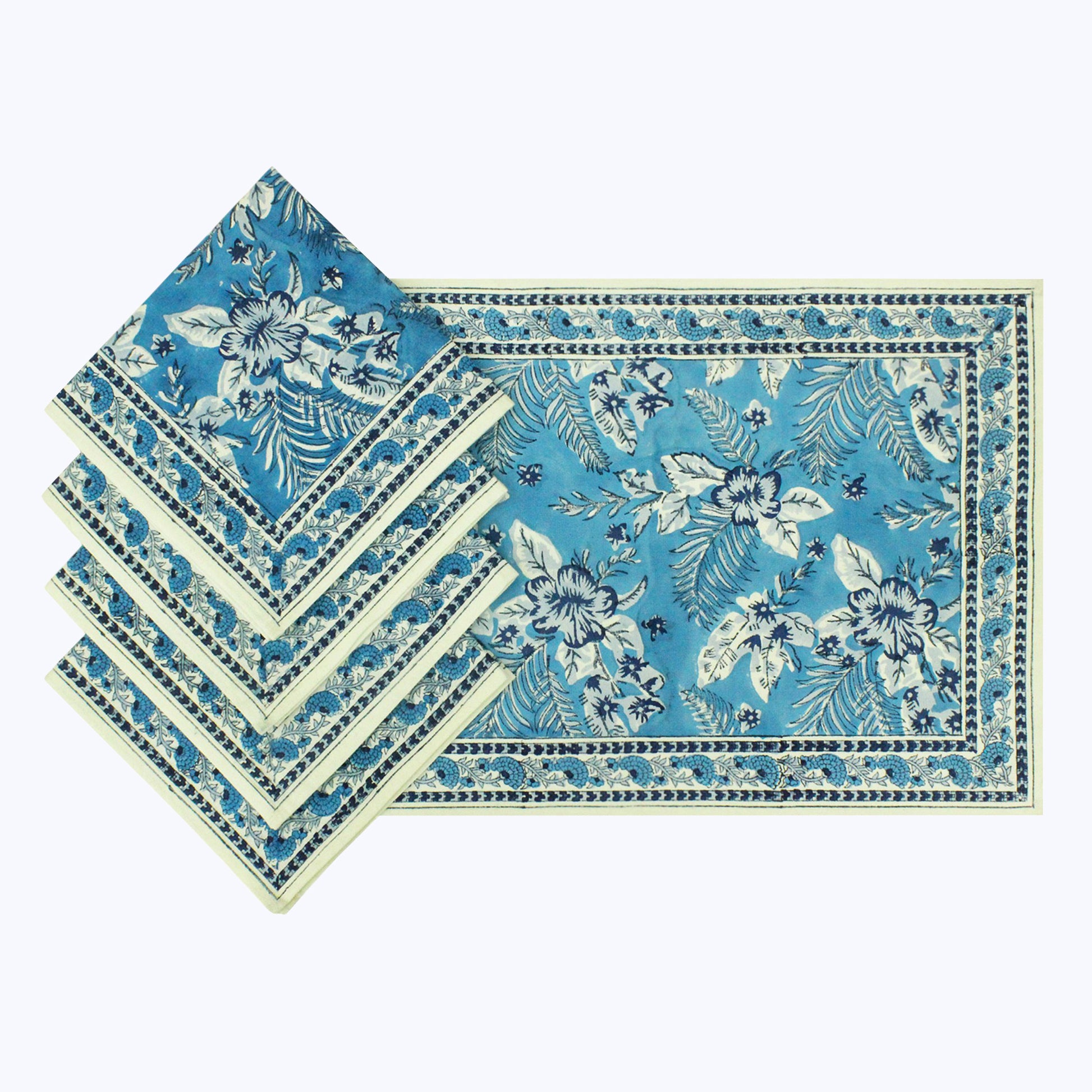 Cotton Hand Block Printed Napkins Set Of 4 - My Store