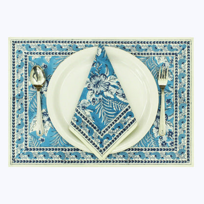 Cotton Hand Block Printed Napkins Set Of 4 - My Store