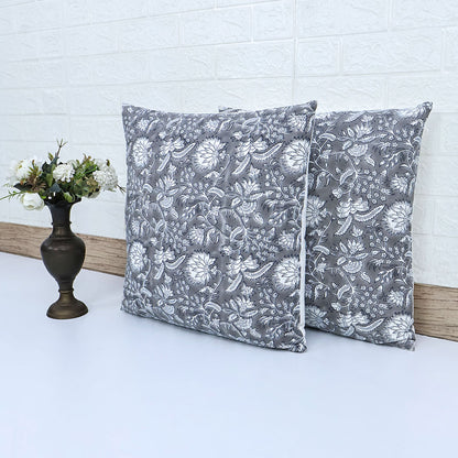Boho Decor Sofa Pillow Cover Hand Block Printed Cotton Cushion Covers White Floral Decorative Cushion Cover